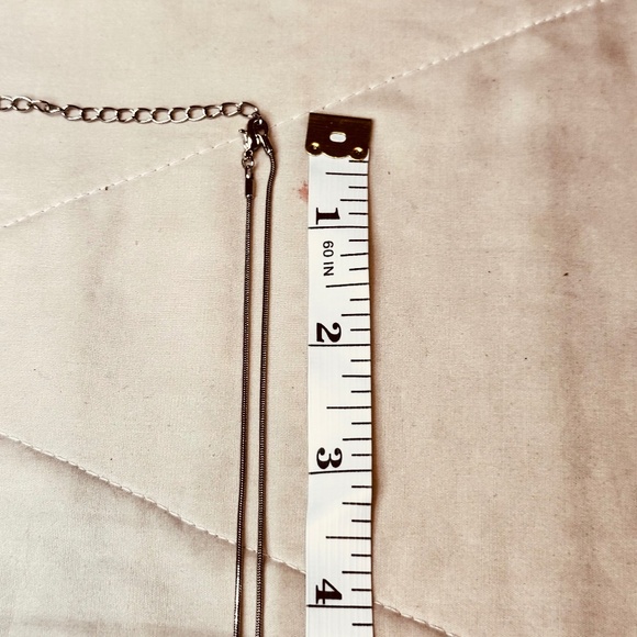 Silver Tone Rose Shaped Pendant w/Clear Crystals & Snake Chain Vintage - Picture 7 of 15